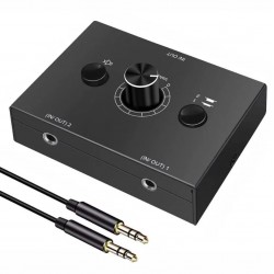 Alfais 6077 Ses Kulaklık Hoparlör 2 Port Aux Switch Çoklayıcı Çevirici 3.5mm Stereo Audio Seçici