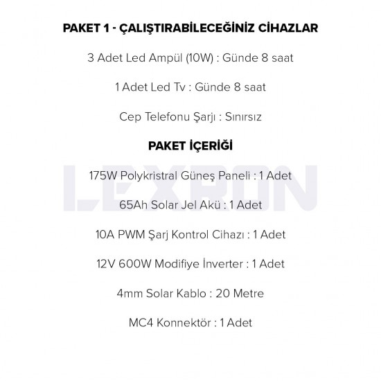 600W POLİKRİSTAL PAKET SİSTEM (PAKET 1)