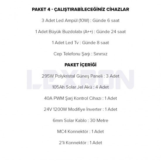 1200W POLİKRİSTAL PAKET SİSTEM 3 (PAKET 4)