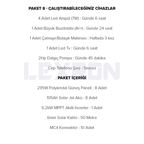 6.2kW POLİKRİSTAL PAKET SİSTEM 1 (PAKET 8)