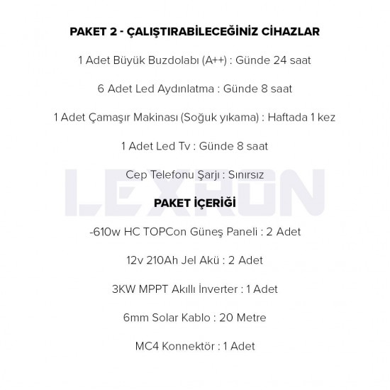 3kW TOPCON PAKET SİSTEM 1 (PAKET 2)