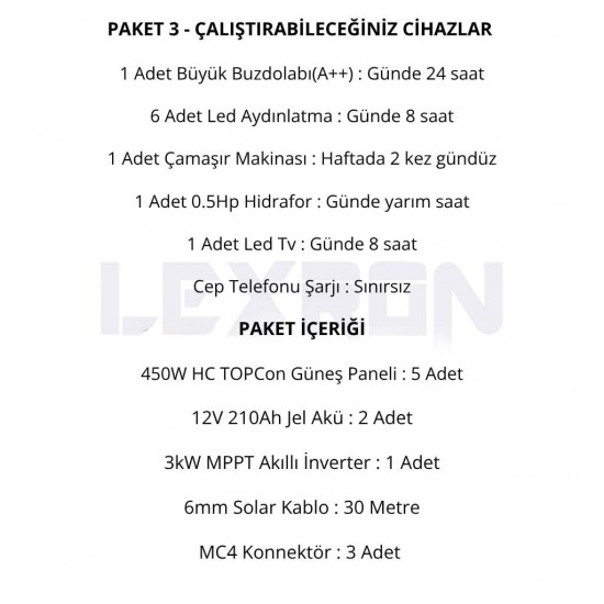 3kW TOPCON PAKET SİSTEM 2 (PAKET 3)