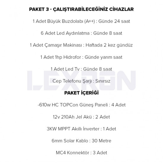 3kW TOPCON PAKET SİSTEM 2 (PAKET 3)