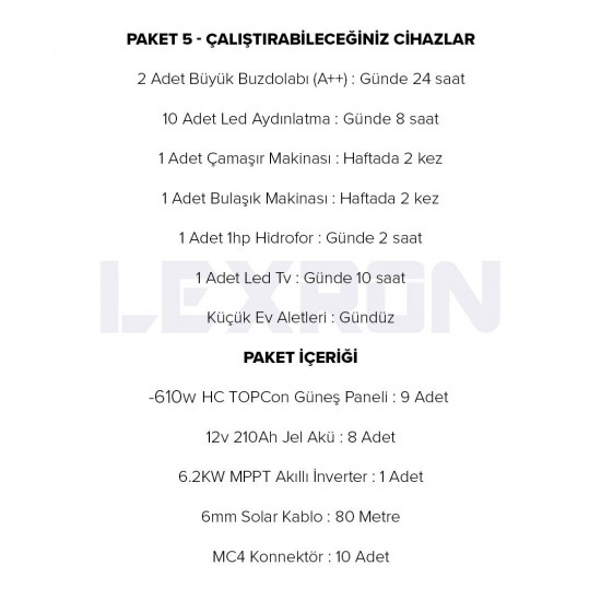 6.2kW TOPCON PAKET SİSTEM 2 (PAKET 5)