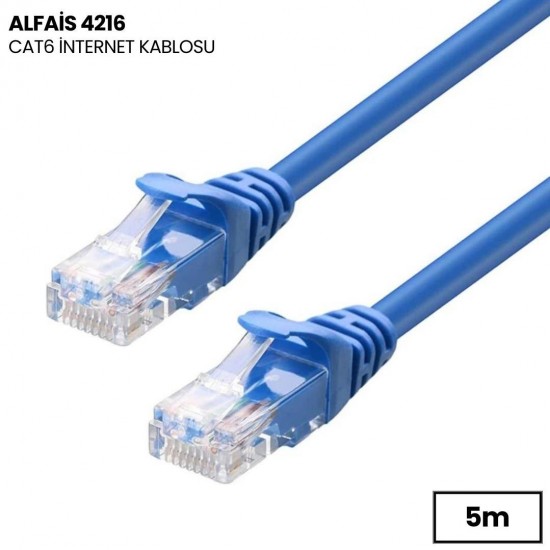 Alfais 4216 Cat6 İnternet Ethernet Rj45 Lan Kablosu 5 Metre