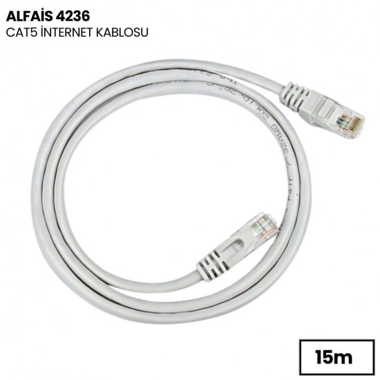 Alfais 4236 Cat5e İnternet Ethernet Rj45 Lan Kablosu 15 Metre