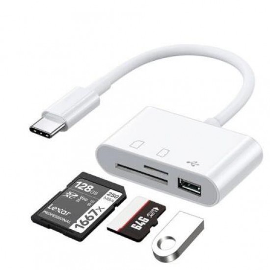 Alfais 5232 Usb Type C To Sd Microsd Tf Kart Okuyucu Usb 3in1 Çevirici Dönüştürücü Adaptör