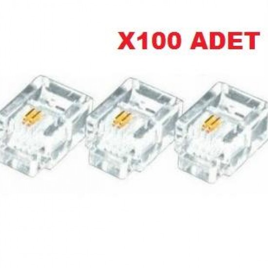 Alfais 4839 Rj11 Jack Telefon Kablo Ucu Konnektörü 100 Adet Alfais 4839 Rj11 Jack Telefon Kablo Ucu Konnektörü 100 Adet