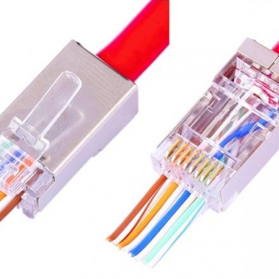 Alfais 4388 Yeni Nesil Delikli Metal Rj45 Jack İnternet Cat Kablo Ucu (10 Adet)
