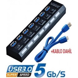 Alfais 4581 7 Port Usb 3.0 Hub Çoklayıcı Çoğaltıcı Switch