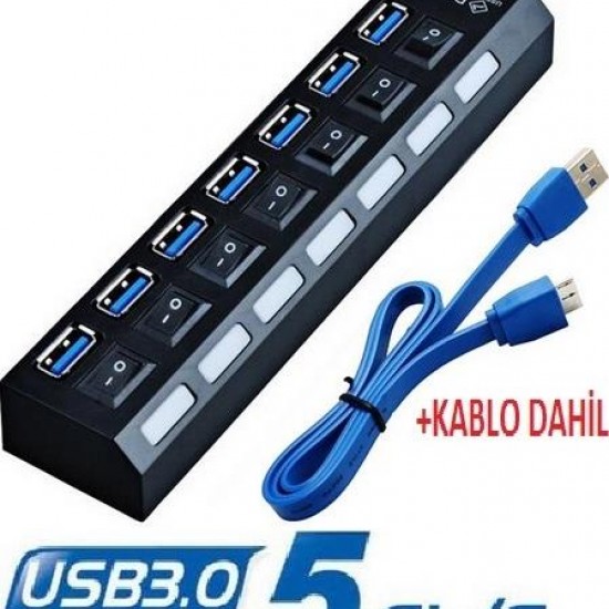 Alfais 4581 7 Port Usb 3.0 Hub Çoklayıcı Çoğaltıcı Switch