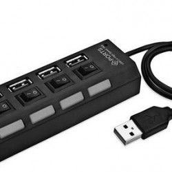 Alfais 4863 4 Port Usb 2.0 Hub Çoğaltıcı Çoklayıcı Switch Işıklı Anahtarlı