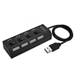 Alfais 4863 4 Port Usb 2.0 Hub Çoğaltıcı Çoklayıcı Switch Işıklı Anahtarlı