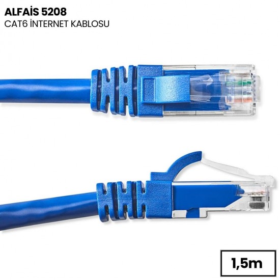 Alfais 5208 Cat6 Ethernet Patch İnternet Adsl Kablosu 1.5 Metre