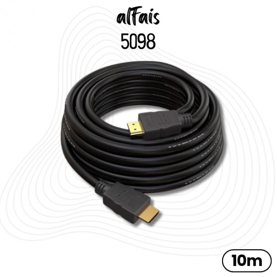 Alfais 5098 HDMİ Kablosu 10 Metre LCD Laptop FULLHD Ara Bağlantı Erkek-Erkek TV Kablo Ps3 Ps4 Xbox U