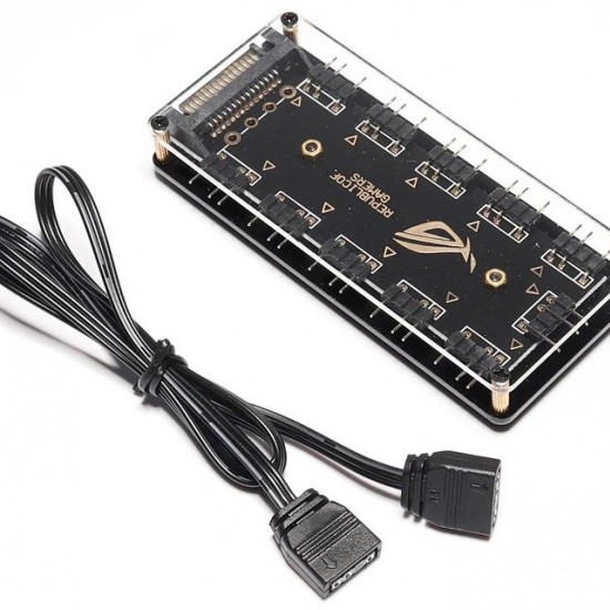 Alfais 4847 Argb Rgb Led 3 Pin 11 Port 5V Sata Power Güç Fan Çoklayıcır Şerit Hub Kablo Splitter