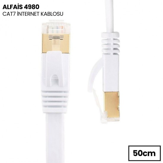 Alfais 4980 Cat7 Ethernet Rj45 Modem Internet Kablosu 0.5 Metre 10gbps 600mhz
