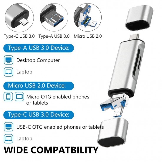 Alfais 4858 Type C Usb Kart Okuyucu Micro Sd Card Reader Çevirici Dönüştürücü Adaptör