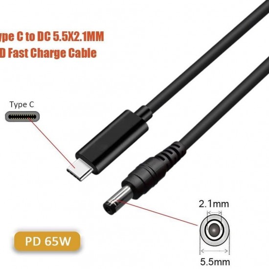 Alfais 4213 Type C To Dc 12V Pd 5.5*2.5mm Adaptör Çevirici Power Şarj Kablosu