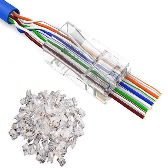 Alfais 4381 Yeni Nesil Delikli Cat6 Ez Rj45 Konnektör Utp Jack (100 Adet)