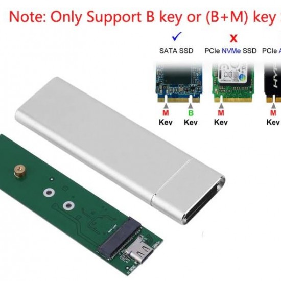 Alfais 4357 M.2 Sata SSD Ngff To Type C USB 3.0 B-Key Mini Çevirici Adaptör Harici Harddisk Kutusu