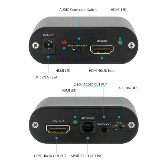 Alfais 4365 Hdmi To Hdmi Optik Stereo 2.0 4k Ayırıcı Çevirici Dönüştürücü Adaptör