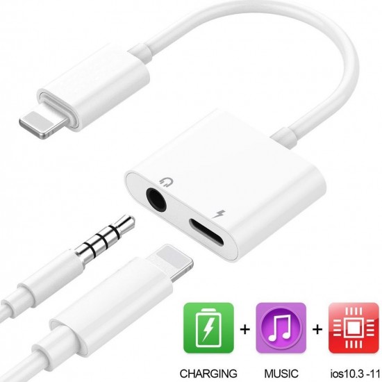 Alfais 4420 Lightning Kulaklık Şarj Çevirici Dönüştürücü Adaptör Aux Kablosu (iphone 7 8 X XR 11 Plu