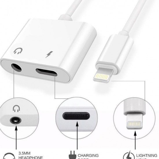 Alfais 4420 Lightning Kulaklık Şarj Çevirici Dönüştürücü Adaptör Aux Kablosu (iphone 7 8 X XR 11 Plu