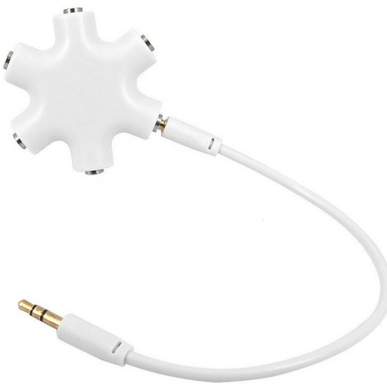 Alfais 4948 Kulaklık Çoklayıcı 3.5mm Stereo Çoğaltıcı Kalın Uç 5 Port