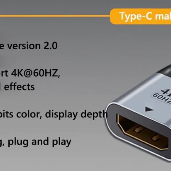 Alfais 4892 Type C To Hdmi 4K 60Hz Mini Çevirici Dönüştürücü Adaptör
