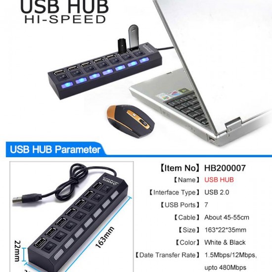 Alfais 4874 7 Port Usb Hub Switch Çoklayıcı Çoğaltıcı