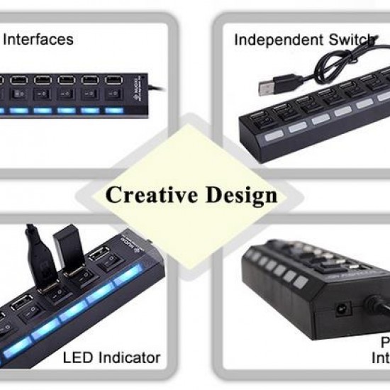 Alfais 4874 7 Port Usb Hub Switch Çoklayıcı Çoğaltıcı