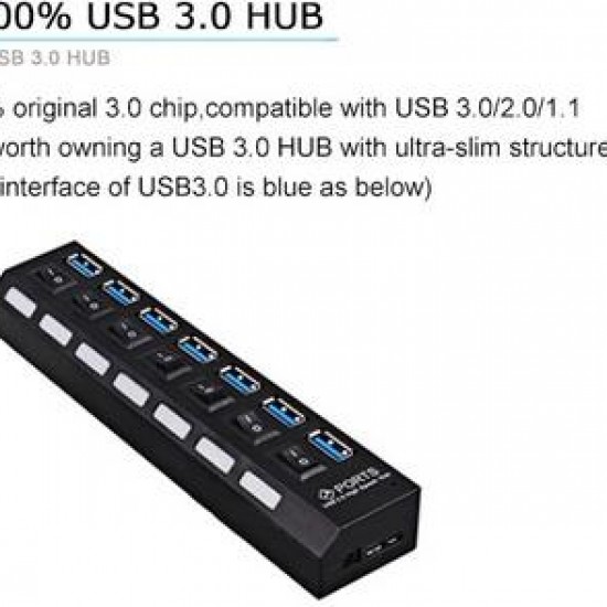 Alfais 4581 7 Port Usb 3.0 Hub Çoklayıcı Çoğaltıcı Switch