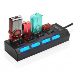Alfais 4863 4 Port Usb 2.0 Hub Çoğaltıcı Çoklayıcı Switch Işıklı Anahtarlı