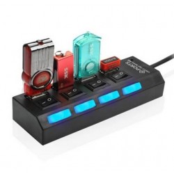 Alfais 4863 4 Port Usb 2.0 Hub Çoğaltıcı Çoklayıcı Switch Işıklı Anahtarlı