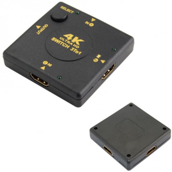 Alfais 4860 4K Ultra Hd Destekli Hdmi Çoklayıcı Switch 3 Port Çoğaltıcı Uhd