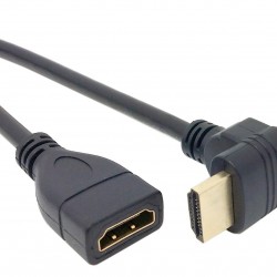 Alfais 4666 Hdmi Dişi Erkek Uzatma 90 Derece Dirsek Kablosu 0.5 Metre