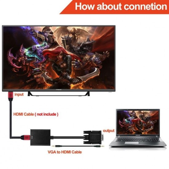 Alfais 4674 Vga To Hdmi Çevirici Dönüştürücü Adaptör Kablo Ucu Çevirici