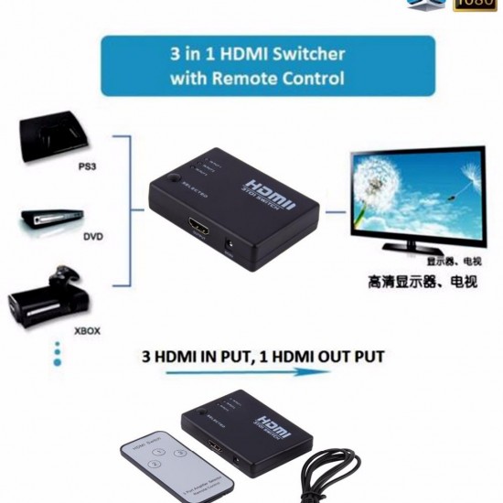 Alfais 4678 3 Port Hdmi Switch Çoklayıcı Çoğaltıcı Kumandalı