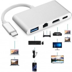 Alfais 4771 USB 3.1 Type C To Hdmi Usb 3.0 Gigabit Ethernet Çevirici Dönüştürücü Adaptör