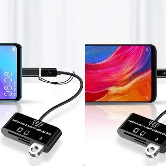 Alfais 5256 Type-C Micro Usb 3in1 Sd Micrsd Kart Okuyucu Otg Çevirici Kablosu