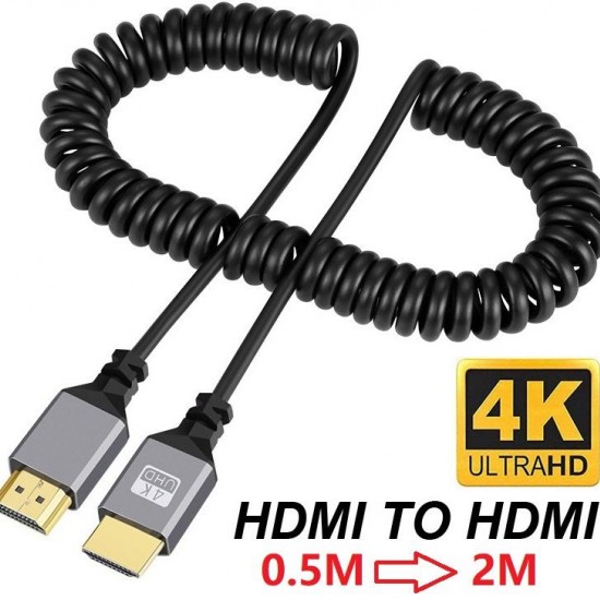 Alfais 4414 Hdmi Spiral Yaylı Uzayabilen FullHd 4k 60Hz Uhd Kablo (0.5-2 Metre)