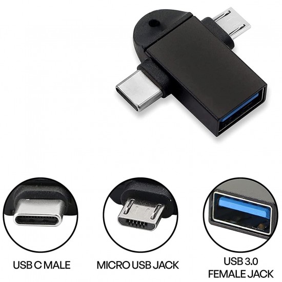 Alfais 4965 Micro Usb Type-c 3 In 1 Dönüştürücü Çevirici Adaptör Otg