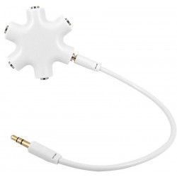 Alfais 4948 Kulaklık Çoklayıcı 3.5mm Stereo Çoğaltıcı Kalın Uç 5 Port