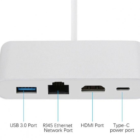 Alfais 4771 USB 3.1 Type C To Hdmi Usb 3.0 Gigabit Ethernet Çevirici Dönüştürücü Adaptör