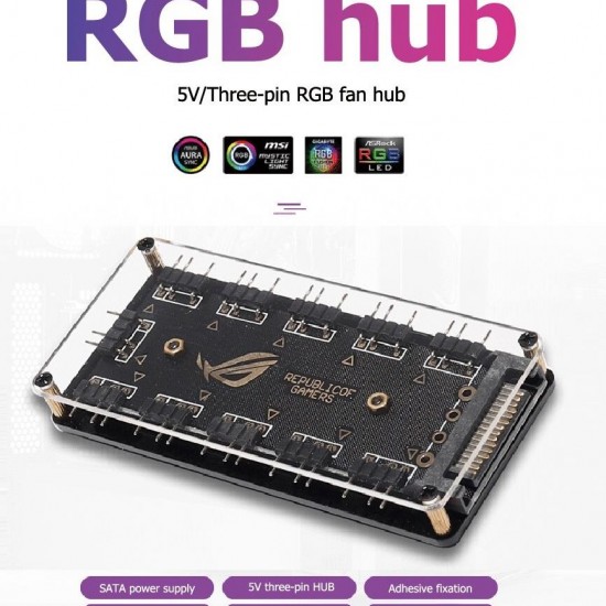 Alfais 4847 Argb Rgb Led 3 Pin 11 Port 5V Sata Power Güç Fan Çoklayıcır Şerit Hub Kablo Splitter