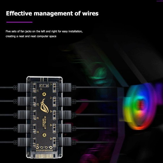 Alfais 4847 Argb Rgb Led 3 Pin 11 Port 5V Sata Power Güç Fan Çoklayıcır Şerit Hub Kablo Splitter