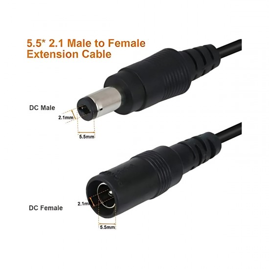 Alfais 4384 Dc Adaptör Uzatma Kablosu 3 Metre 5.5mm x 2.1mm Dişi Erkek