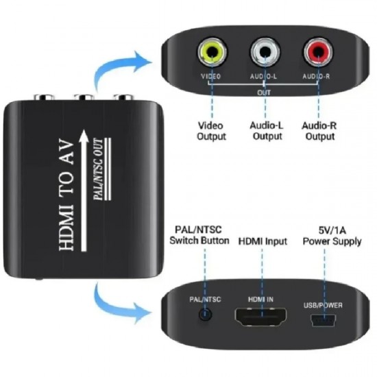 4334 Hdmi To Av Rca Tos Çevirici Dönüştürücü Adaptör