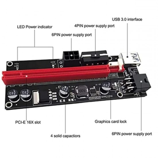 4842 Pcı E Express 1x To 16x Usb 3.0 009s Riser Yükseltici Uzatma Kartı 008s